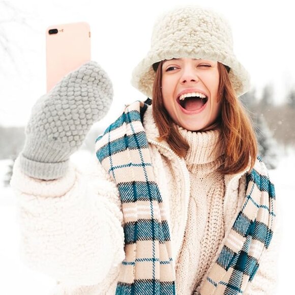 Chic Beige Teddy Sherpa Bucket Hat OS New - Picture 4 of 4
